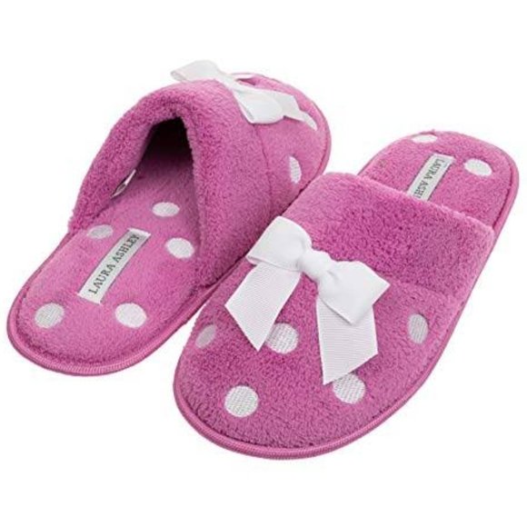 Laura Ashley Shoes Laura Ashley Womens Polka Dot Bow Slippers